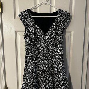 Banana Republic Navy Blue Ditsy Floral Fit-and-Flare Mini Dress, Size 8